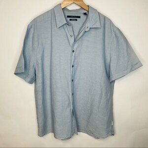Perry Ellis Blue Linen Shirt Short Sleeve Sz XXL